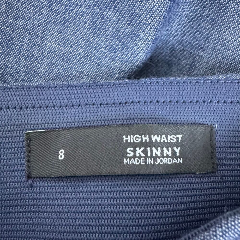 LOFT High Waist Skinny Pull On Pants Trousers Denim Chambray 8 - Picture 8 of 9